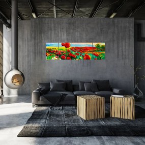 Obraz pola z makami (170x50 cm)