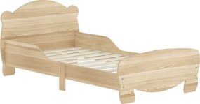 AIYAPLAY Łóżko dla dzieci łóżko domek z projektem misia dla dzieci 3-6 lat 143,5 x 80 x 55 cm drewno naturalne