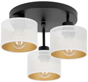 Lampa sufitowa czarna trzypunktowa z białymi abażurami B-3030SC-WE E27