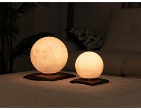 Ciemnobrązowa lampa stołowa LED z litego drewna orzechowego (wysokość 13 cm) Smart LunaSpin – Gingko