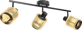 Industrialny reflektor czarny ze złotem 3-światła - Kayden