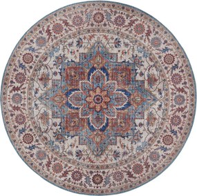 Dywan klasyczny orientalny Asmar cyjan niebieski koło 160 cm x 160 cm