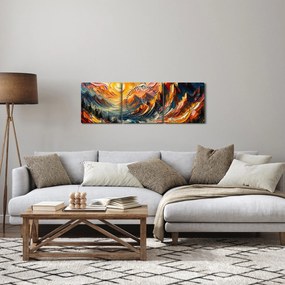 Obraz - Góry oświetlone słońcem (z zegarem) (90x30 cm)