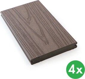Deski tarasowe WPC koextrudowane, pełny profil, 140 × 23 × 2850 mm, 4 szt., rosewood