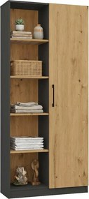 Regał Z Półkami Do Salonu Dąb Artisan + Antracyt C2-C51