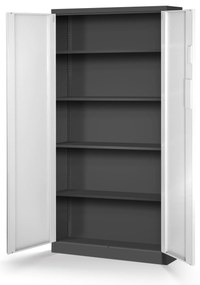 Biurowa szafa metalowa na akta DANIEL, 900 x 1850 x 400 mm, antracytowo-biała