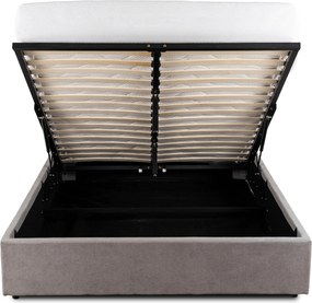 Łóżko Tapicerowane 140x200 cm MARSYLIA ze Stelażem i Pojemnikiem Dwuosobowe Szare