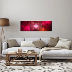 Obraz czerwonej abstrakcji (z zegarem) (90x30 cm)