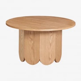 Okrągły Drewniany Stolik Kawowy (ø80 Cm) W Style Vinesey Fornir Jesionowy - Sklum