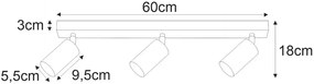 Beżowa metalowa lampa sufitowa z 3 ruchomymi reflektorami F1-P63