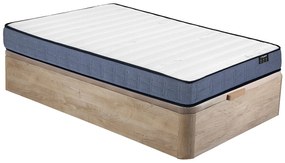 Zestaw 90 x 190 cm: stelaż  ze skrzynią w jasnym naturalnym kolorze + materac ze sprężynami kieszeniowymi, grubość 19 cm – DAYNI od YSMÉE