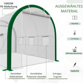 Outsunny Szklarnia Foliowa z Rozwijanymi Drzwiami 358x210x210cm Biała Przestronna Ochrona Roślin | Aosom PL