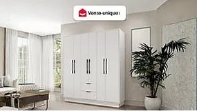 Szafa 6-drzwiowa z 2 szufladami – dł. 162 cm – biała – FEOVA