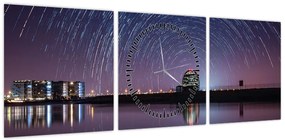 Obraz nocnego nieba z gwiazdami (z zegarem) (90x30 cm)