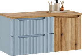 Niebieska wisząca szafka pod umywalkę z koszem na pranie - Arvessi 6X