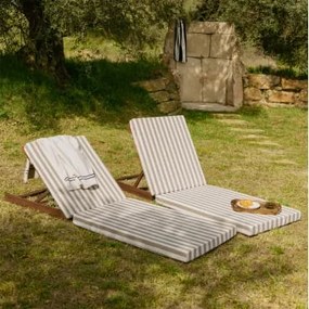 Zestaw 2 Leżaków Z Drewna Akacjowego Idaira Gardenia Biel - Beige Migdałowa & Ciemny Akacjowy Brąz - Sklum