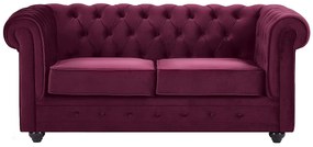 Kanapa 2 osobowa welurowa bordowa - CHESTERFIELD