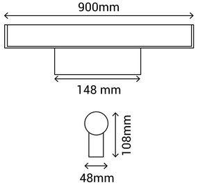 Czarny kinkiet SULION Caspio, dł. 90 cm