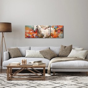 Obraz - Malowanie konia (z zegarem) (90x30 cm)