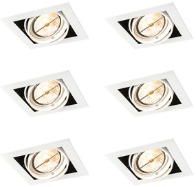 Zestaw 6 regulowanych reflektorów wpuszczanych AR111 białych - Oneon