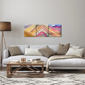 Obraz - Rainbow Mountain, Peru (z zegarem) (90x30 cm)