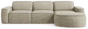Beżowy narożnik z tkaniny szenilowej (prawostronny/z szezlongiem) Omao – Makamii