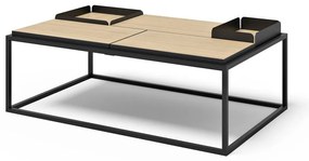 Czarny stolik z blatem w dekorze dębu 75x120 cm Douro – TemaHome