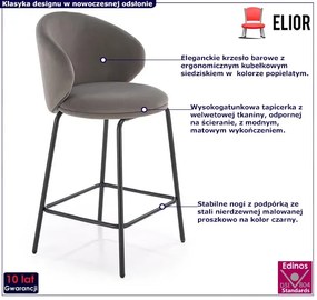 Tapicerowany popielaty hoker A3-Z66