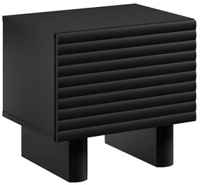 Zestaw 2 szafek nocnych 1-drzwiowych - MDF - Czarny - LUDIMA