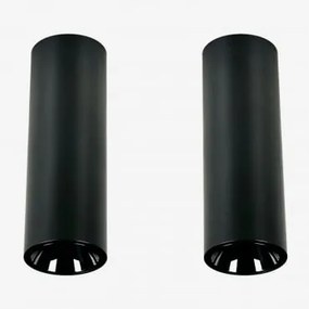 Pack 2 Okrągłych Natynkowych Plafonów Sufitowych Led Ø5,7 Cm Do Użytku Zewnętrznego, Wykonanych Z Aluminium Luisiana Biała Ciepła 2700 K & Czarna & 8