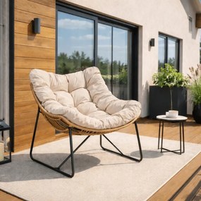 Fotel Wypoczynkowy Ogrodowy FIN na Płozach Beżowy Nowoczesny