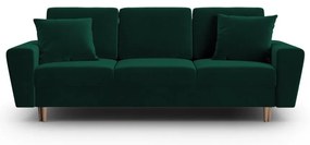 Zielona aksamitna rozkładana/ze schowkiem sofa 235 cm Kyoto – Cosmopolitan Design