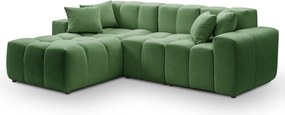 Emporius Napoli narożnik do salonu - gruba pianka, miękki narożnik w nowoczesnym stylu - lewostronny, tkanina aksamitna, zielony (Komodo 61)