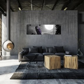 Obraz - Nocna sowa, fioletowa sowa (170x50 cm)