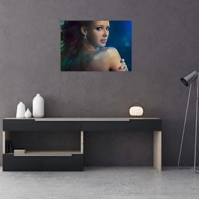 Obraz na szkle - Spojrzenie młodej kobiety (70x50 cm)