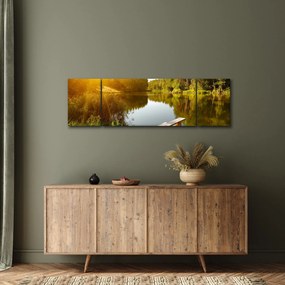 Obraz - Jezioro w pobliżu lasu (170x50 cm)