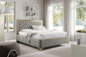 Szare łóżko tapicerowane z pikowanym zagłówkiem N5-G94