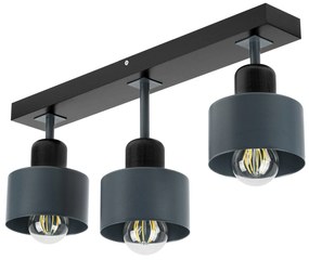 Antracytowo-czarna lampa sufitowa, trzypunktowy spot DAN50x7SC z drewn