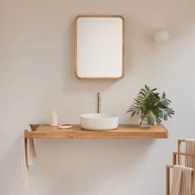 Zestaw Mebli Łazienkowych 130x45 Cm Wiszący Z Drewna Tekowego Neill Drewno Tekowe & Okrągły - Sklum