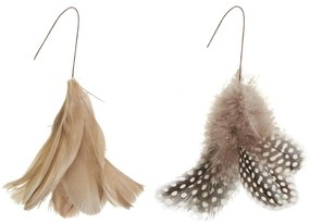 Zawieszane pióra na drucie FEATHER DECOR brązowe - więcej kolorów