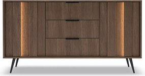 Zestaw mebli sypialnianych Dunin – łóżko, szafa 4D z lustrem, komoda 153 cm LED i szafki nocne