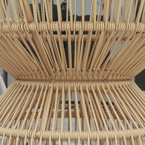 Outsunny Stolik boczny z rattanu Ø60 cm z hartowanym szklanym blatem Styl boho do ogrodu i balkonu Drewno naturalne | Aosom PL