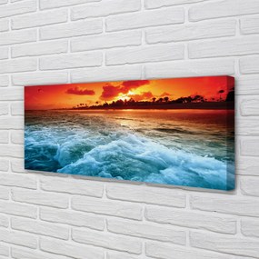 Obraz na płótnie Morze i Drzewa o Zachodzie