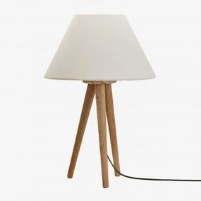 Lampa Stołowa Simona Z Drewna Mango Drewno Mango & Biały Ø40 Cm Menorca - Sklum
