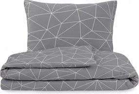 Kvalitex Bawełniana pościel Nordic Grid szary, 140 x 200 cm, 70 x 90 cm