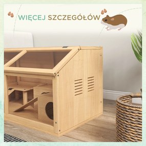 PawHut Klatka dla syryjskich i karłowatych chomików, z platformą, wiszącym mostkiem, chatką, 85x45x44 cm | Aosom PL