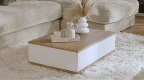 Stolik kawowy z 2 drzwiczkami - Jasny naturalny i biały - LOTULA