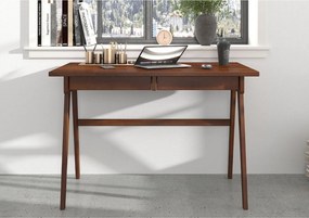 Drewniane bukowe biurko z szufladami Visby EDDA / orzech