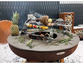 Brązowy grill zewnętrzny na drewno Remundi Carus M, ø 82 cm