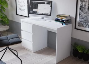 Biurko białe z trzema szufladami MT974